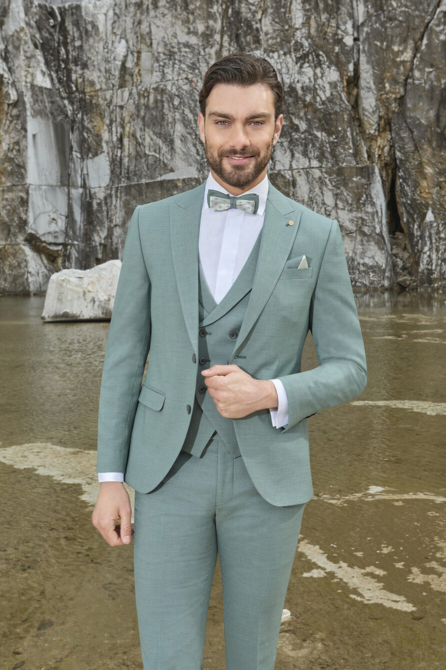 abito-vestito-completo-matrimonio-cerimonia-elegante-verde-acqua-gilet-papillon-roberto-vicentti-nuove-collezioni